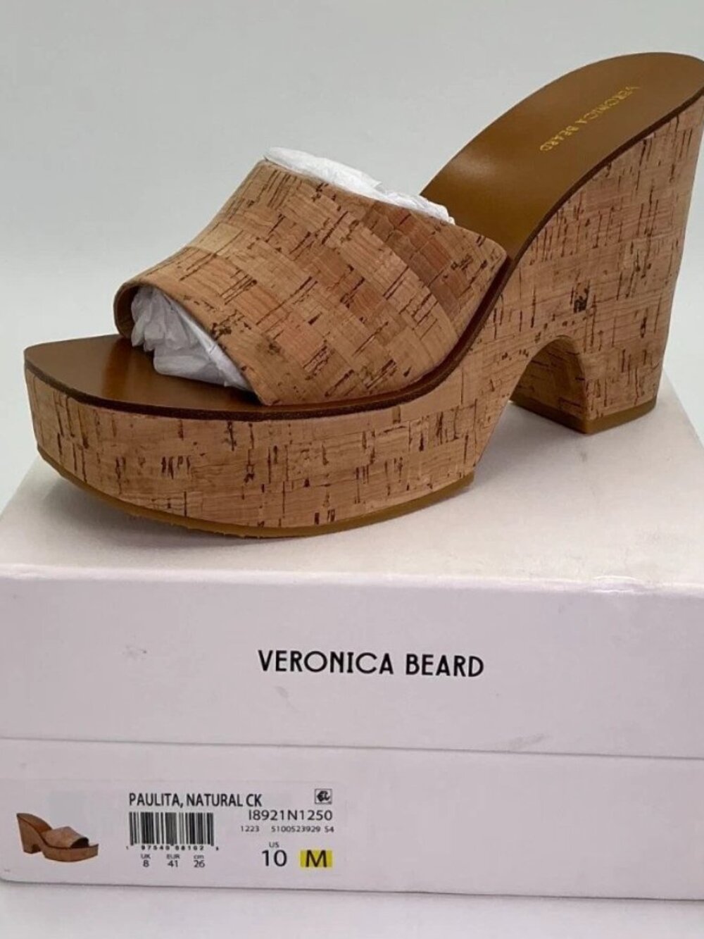 Veronica Beard Paulita Natural Cork Wedges Sandals Women's Size 10 New in Box